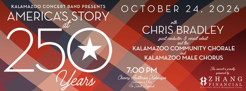Concert poster: America's Story at 250 Years, October 24, 2026, Chenery Auditorium